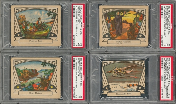 1930s R2 Holloway & Co. "Adventure Pictures" PSA-Graded Collection (4 Different)